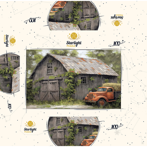 Rustic Barn and Vintage Hay Truck 100 Jigsaw Puzzle box 3D Modell