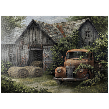 puzzleplate Weathered Barn with Classic Rusty Truck 1000 Jigsaw Puzzle