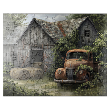 puzzleplate Weathered Barn with Classic Rusty Truck 100 Jigsaw Puzzle