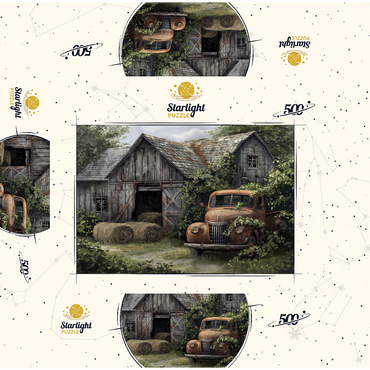 Weathered Barn with Classic Rusty Truck 500 Jigsaw Puzzle box 3D Modell