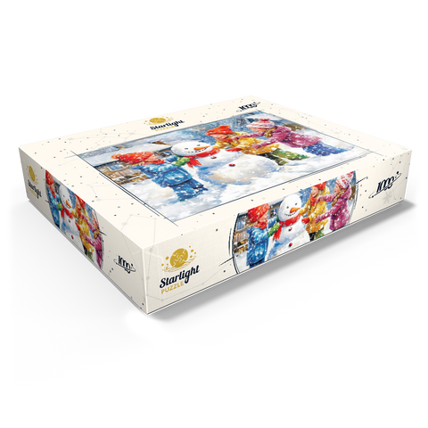 Kids Decorating Snowman in Snowy Backyard 1000 Jigsaw Puzzle box view1