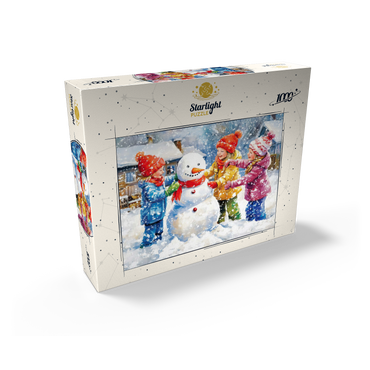 Kids Decorating Snowman in Snowy Backyard 1000 Jigsaw Puzzle box view2