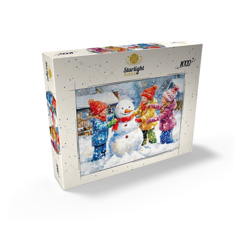 Kids Decorating Snowman in Snowy Backyard 1000 Jigsaw Puzzle box view2
