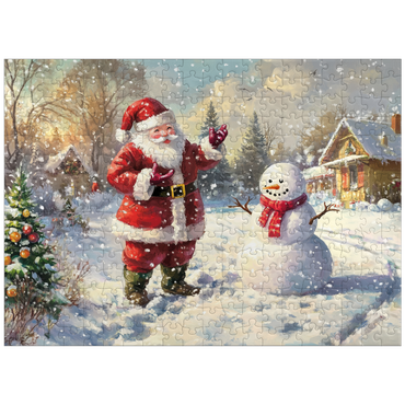 puzzleplate Santa Claus and Snowman in Winter Scene 300 Jigsaw Puzzle