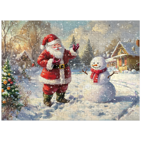 puzzleplate Santa Claus and Snowman in Winter Scene 300 Jigsaw Puzzle