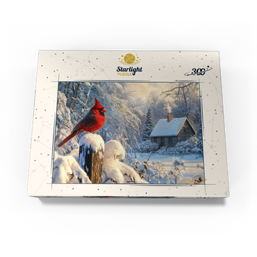 Northern Cardinal in Snowy Winter Landscape 300 Jigsaw Puzzle box view3