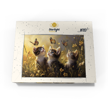 Three Kittens Watching Monarch Butterflies 1000 Jigsaw Puzzle box view3