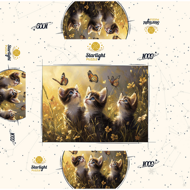 Three Kittens Watching Monarch Butterflies 1000 Jigsaw Puzzle box 3D Modell