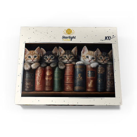 Adorable Kittens Nestled Among Vintage Books 100 Jigsaw Puzzle box view3