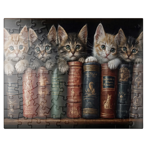 puzzleplate Adorable Kittens Nestled Among Vintage Books 100 Jigsaw Puzzle