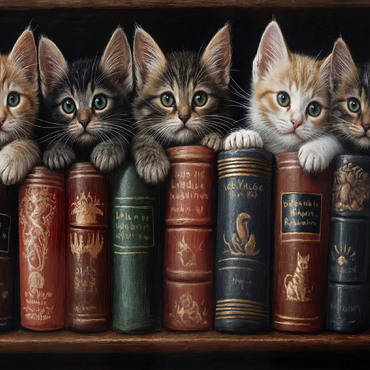 Adorable Kittens Nestled Among Vintage Books 100 Jigsaw Puzzle 3D Modell