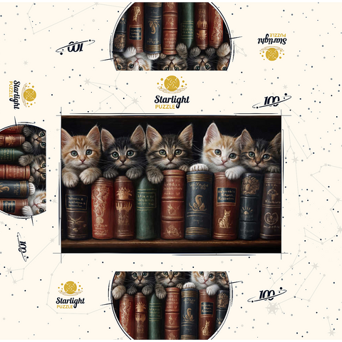 Adorable Kittens Nestled Among Vintage Books 100 Jigsaw Puzzle box 3D Modell