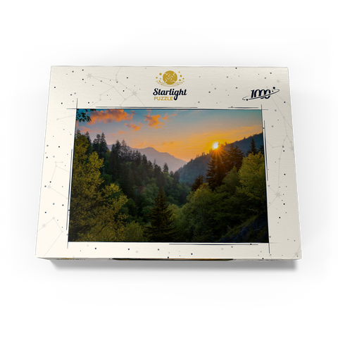 Sunrise Over Forested Mountain Valley 1000 Jigsaw Puzzle box view3