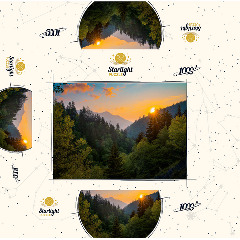 Sunrise Over Forested Mountain Valley 1000 Jigsaw Puzzle box 3D Modell