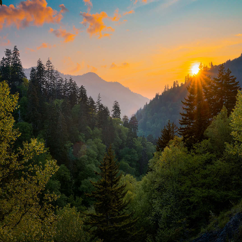 Sunrise Over Forested Mountain Valley 100 Jigsaw Puzzle 3D Modell