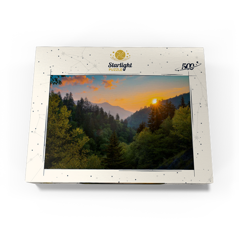 Sunrise Over Forested Mountain Valley 500 Jigsaw Puzzle box view3