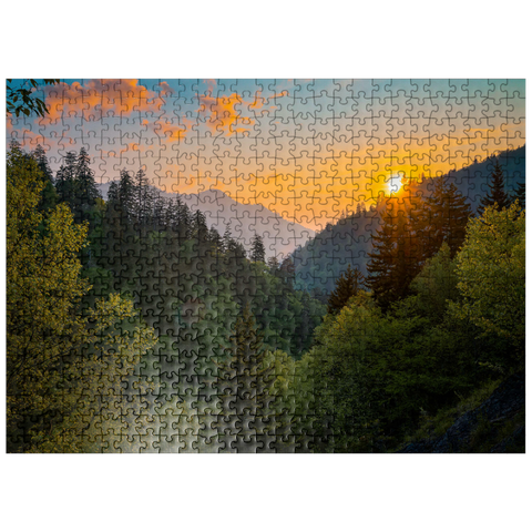 puzzleplate Sunrise Over Forested Mountain Valley 500 Jigsaw Puzzle