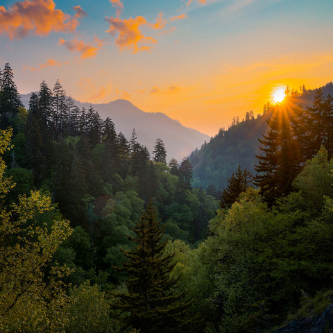 Sunrise Over Forested Mountain Valley 500 Jigsaw Puzzle 3D Modell