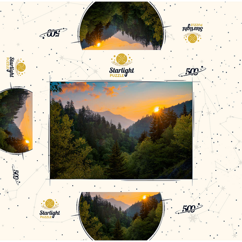 Sunrise Over Forested Mountain Valley 500 Jigsaw Puzzle box 3D Modell