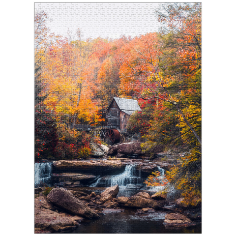 puzzleplate Historic Mill Amid Vibrant Autumn Foliage 1000 Jigsaw Puzzle
