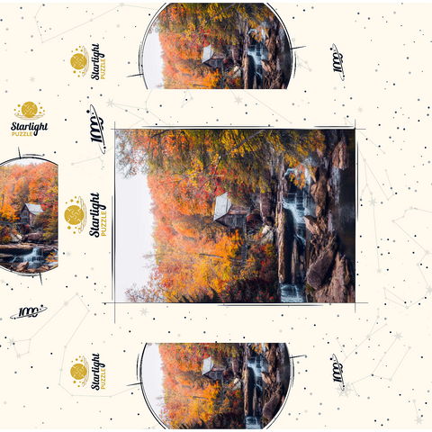 Historic Mill Amid Vibrant Autumn Foliage 1000 Jigsaw Puzzle box 3D Modell