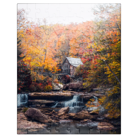 puzzleplate Historic Mill Amid Vibrant Autumn Foliage 100 Jigsaw Puzzle