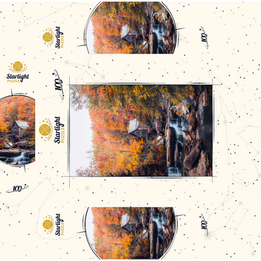 Historic Mill Amid Vibrant Autumn Foliage 100 Jigsaw Puzzle box 3D Modell