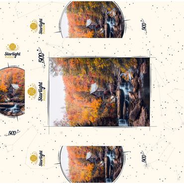 Historic Mill Amid Vibrant Autumn Foliage 500 Jigsaw Puzzle box 3D Modell