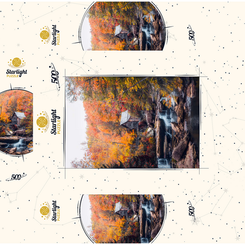 Historic Mill Amid Vibrant Autumn Foliage 500 Jigsaw Puzzle box 3D Modell