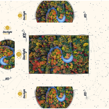 Winding Road Through Dense Autumn Forest 100 Jigsaw Puzzle box 3D Modell