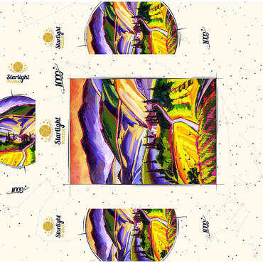 Vibrant Tuscan Countryside Landscape 1000 Jigsaw Puzzle box 3D Modell