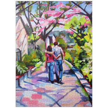 puzzleplate Couple Strolling Under Blossoming Trees 1000 Jigsaw Puzzle