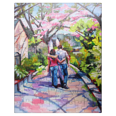 puzzleplate Couple Strolling Under Blossoming Trees 100 Jigsaw Puzzle