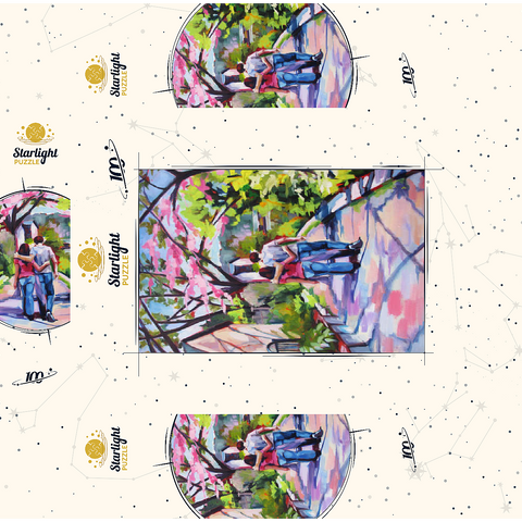 Couple Strolling Under Blossoming Trees 100 Jigsaw Puzzle box 3D Modell