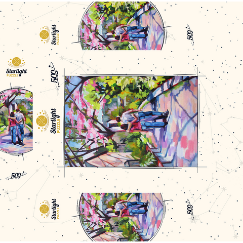Couple Strolling Under Blossoming Trees 500 Jigsaw Puzzle box 3D Modell