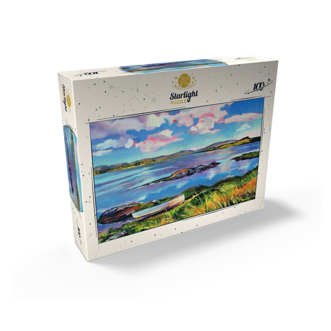 Tranquil Lakeside with Rowboat 100 Jigsaw Puzzle box view2