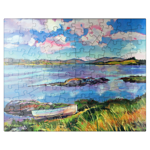 puzzleplate Tranquil Lakeside with Rowboat 100 Jigsaw Puzzle