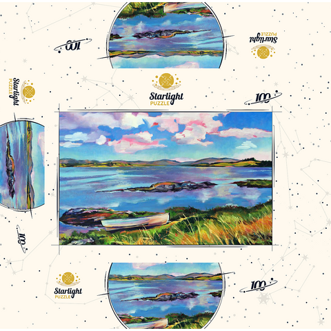 Tranquil Lakeside with Rowboat 100 Jigsaw Puzzle box 3D Modell