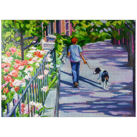 puzzleplate Morning Walk with Blooming Flowers 1000 Jigsaw Puzzle
