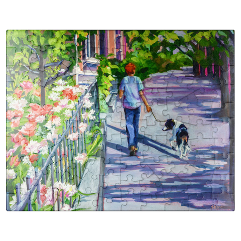 puzzleplate Morning Walk with Blooming Flowers 100 Jigsaw Puzzle