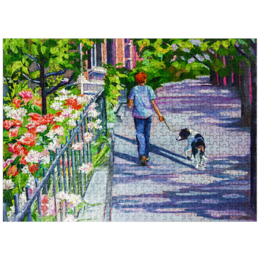 puzzleplate Morning Walk with Blooming Flowers 500 Jigsaw Puzzle