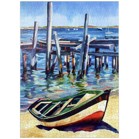puzzleplate Rustic Rowboat on Tranquil Shore 1000 Jigsaw Puzzle