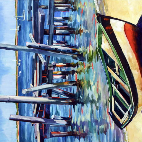 Rustic Rowboat on Tranquil Shore 100 Jigsaw Puzzle 3D Modell