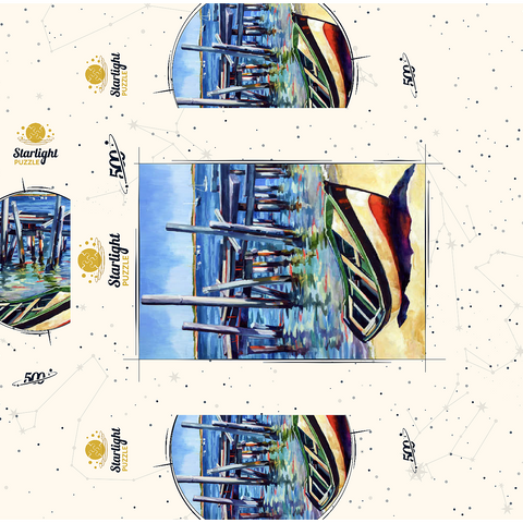 Rustic Rowboat on Tranquil Shore 500 Jigsaw Puzzle box 3D Modell