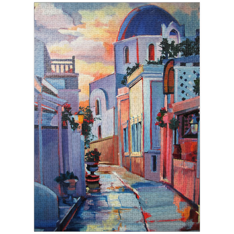 puzzleplate Sunset Alley in Santorini 1000 Jigsaw Puzzle