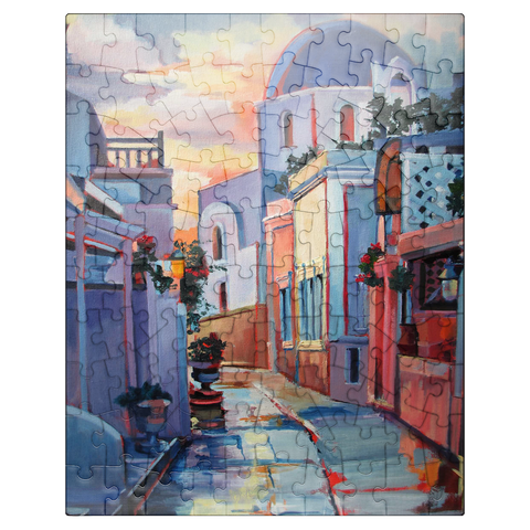 puzzleplate Sunset Alley in Santorini 100 Jigsaw Puzzle