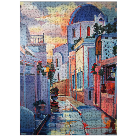 puzzleplate Sunset Alley in Santorini 500 Jigsaw Puzzle
