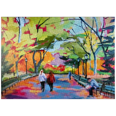 puzzleplate Autumn Walk Through a Vibrant Park 1000 Jigsaw Puzzle