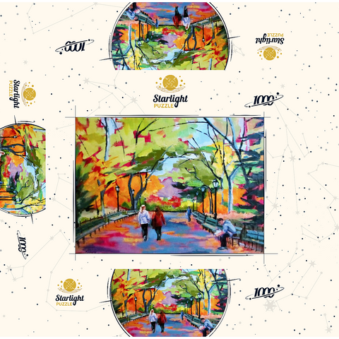 Autumn Walk Through a Vibrant Park 1000 Jigsaw Puzzle box 3D Modell