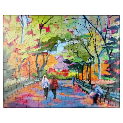 puzzleplate Autumn Walk Through a Vibrant Park 100 Jigsaw Puzzle